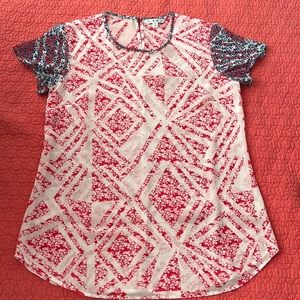Red, white, and blue, sheer Cabi top; Size:S